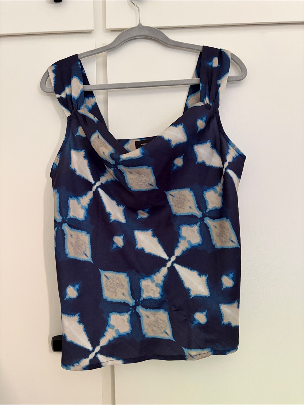 Banana Republic Factory Navy Blue & White Cowl Neck Camisole
